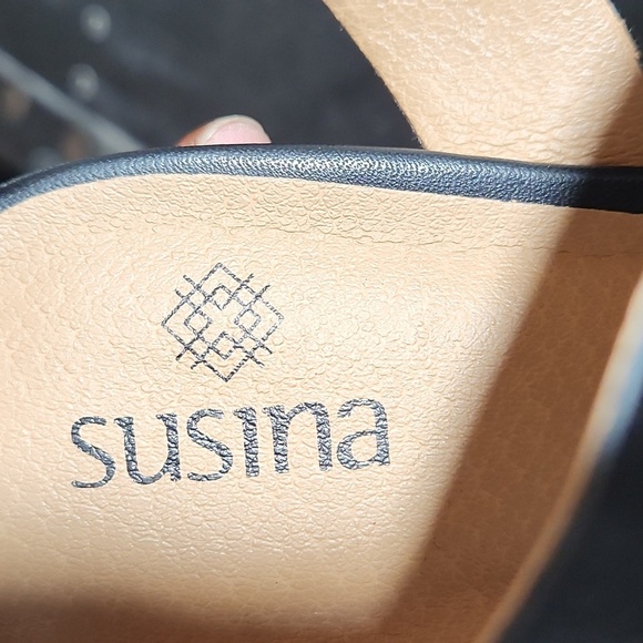 SUSINA Black Woven Strap Sandal Wedge 7.5M - Picture 14 of 15